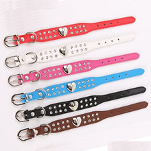 Load image into Gallery viewer, 5 Colors Crystal Studded Love Heart Dog Collar Pets Leather Collar for Pitbulls