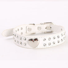 Load image into Gallery viewer, 5 Colors Crystal Studded Love Heart Dog Collar Pets Leather Collar for Pitbulls