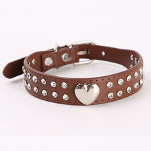 Load image into Gallery viewer, 5 Colors Crystal Studded Love Heart Dog Collar Pets Leather Collar for Pitbulls