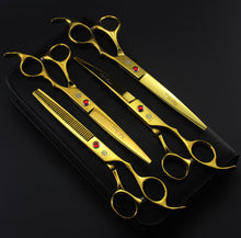 Load image into Gallery viewer, 7.0 inch Professional pet scissors for dog grooming High Quality Straight &amp; Thinning &amp; Curved Scissors 4pcs/set