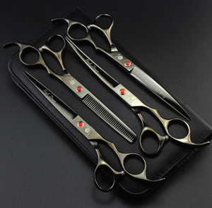 7.0 inch Professional pet scissors for dog grooming High Quality Straight & Thinning & Curved Scissors 4pcs/set