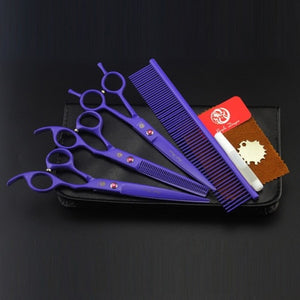 7.0 inch Professional pet scissors for dog grooming High Quality Straight & Thinning & Curved Scissors 4pcs/set