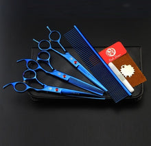 Load image into Gallery viewer, 7.0 inch Professional pet scissors for dog grooming High Quality Straight &amp; Thinning &amp; Curved Scissors 4pcs/set