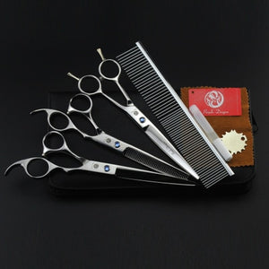 7.0 inch Professional pet scissors for dog grooming High Quality Straight & Thinning & Curved Scissors 4pcs/set