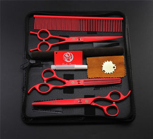 7.0 inch Professional pet scissors for dog grooming High Quality Straight & Thinning & Curved Scissors 4pcs/set